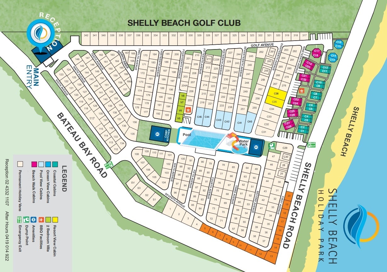 Shelly Beach Holiday Park Park Map